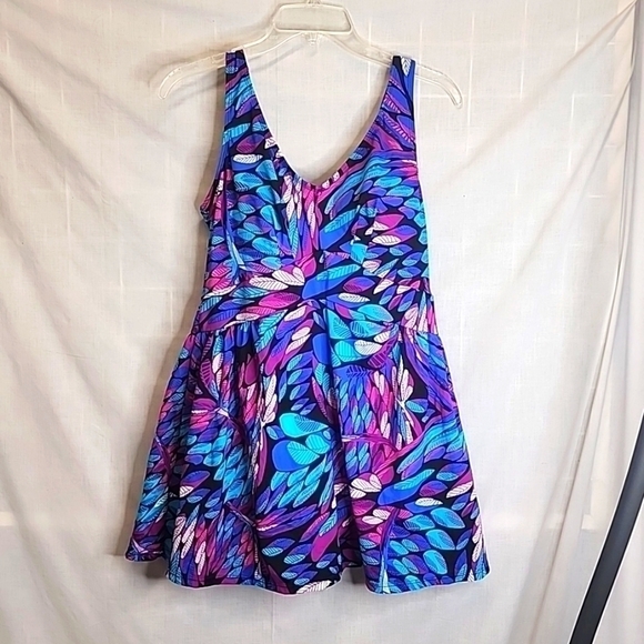 Slimming Swimdress Bright Colors Size 14 Padded Bathing Suit Beach Belle - Picture 2 of 9